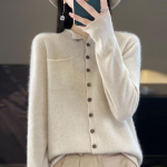 YYFS Naiste ka&scaron;miir kaelusega kampsun Qinghe ka&scaron;miir 30% ka&scaron;miir 70% villane talvekootud pullover S&uuml;giskampsun ka&scaron;miir kampsun L beež