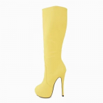 Naiste pikad saapad, s&uuml;gistalvised seksikad 14 cm &uuml;limatt nahast &uuml;mmargused k&otilde;rged kontsad Naiste &uuml;le p&otilde;lve pikad saapad, punased naiste kingad 37 kollane