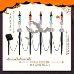 Luukereha Valgustatud K&uuml;&uuml;nlad - P&auml;ikeseenergial t&ouml;&ouml;tavad, Lihtne paigaldus, Vaiguornamendid vaiaga Halloweeni v&auml;lisaia dekoratsiooniks, Muru, Veranda, Hoov 6pcs