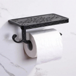 Vintage Decor stiilis tualettpaberi hoidik telefoniriiuliga rippuva tualettpaberiga vannitoar&auml;tikuga riiuliga must