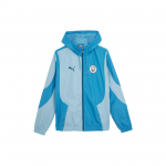Puma Manchester City Mcfc Pre-match Kootud Jakk V&auml;rviplokkide Disain Vabaaja Kapuutsiga Pikkade Varrukatega Kootud Jakk Meeste Jakk Sinine H&otilde;behall 774372-02 S