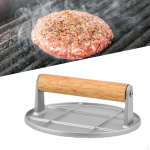 Burger Press Grill Flatner k&ouml;&ouml;gin&otilde;u puidust k&auml;epidemega steakpress, nonstick Round