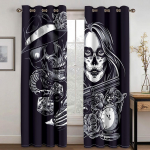 Piraadipaar Seksikas Skelett Kaunitar Punk Must Varjutus Magamistuba K&ouml;&ouml;k Winodw Kardinate komplekt elutuppa 2 tk Tasuta kohaletoimetamine 100W130H(CM)40x51in&Rod Pocket