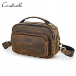 CONTACT'S Ehtne Nahast Meeste Crossbody Kott 7,9 iPadi jaoks Kaasaskantav Suure Mahutavusega Crazy Horse Nahast Meeste Messenger Bag &Auml;ri Vintage K&auml;ekott kohv