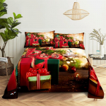Voodipesukomplektid J&otilde;ulukingitus Tr&uuml;kiga Voodilina Moedisain Kahekordne Lame Voodilina Poistele T&uuml;drukutele Voodilinade Komplekt Voodilinad ja Padjap&uuml;&uuml;rid 200X230cm(3Pcs)