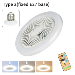 LED-valgustiga ventilaator puldiga ja 3-k&auml;igulise E27 valgustusalusega magamistoa ja elutoa valgustuseks 2-in-1 laeventilaatori tuled