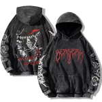 Berserk Anime Hupparid Vintage Happega Pestaud Huppar Moodne Puuvillane Pullover Mehed Naised Hip Hop Huppariga Dressipluusid &Uuml;legabariidilised R&otilde;ivad S must