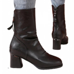 2024 Kuum M&uuml;&uuml;k Kingad Naised Keskmise S&auml;&auml;rega Naiste Saapad Retro Moodsad Saapad Naised &Uuml;mara Ninaga Paksu Kontsaga Tagant Lukuga Kingad Naised Zapatos 35 must