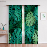 2 tk Troopiline taimestik Rohelised lehed Monstera leht 3D-printimine Kardinad Magamistuba Elutuba K&ouml;&ouml;k Dekoratiivkardinad W50xH140(CM)x2PCS&Grommet Top