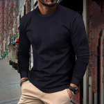 Meeste vabaaja O-kaelusega puuvillane sviiter XXL khaki