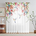 2 tk HD Digitaalne Kevadine Kimalane Lilleline Tr&uuml;kk Kardinad Kodu Kaunistamine Stiil Kaunistamine Elutuba Magamistuba Kardinapuu Kardin W52H63inchW132H160cm valge