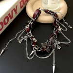 Chocker Wound Rivet metallist nahast kaelarihm Croopunk liblikat&uuml;druku Y2K subkultuuri ni&scaron;ikaelakee