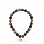 Pierres et Min&eacute;raux. Bracelet Perles Rubis de Mogok, Myanmar + Emeraude de Zambie + Saphir Fabriqu&eacute; en France.
