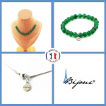 Pierres et Min&eacute;raux. Parure bijoux Bracelet Collier 15 Perles Agate verte 8 mm. Chaine en Taille personnalisable.