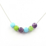 Pierres et Min&eacute;raux. Collier perles Am&eacute;thyste + Calc&eacute;doine bleu + P&eacute;ridot 8 mm. Chaine en Collier femmes, hommes. Taille personnali must