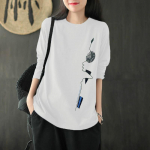 &Uuml;hev&auml;rviline pikkade varrukatega T-s&auml;rk naiste Design Sense 2025 uue kevad- ja s&uuml;gismoe s&auml;rgi jaoks M valge