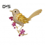 Linnukujuline pross s&auml;delev kunstkristallid harakad Rev&auml;&auml;ritihvt Retro Noble Bird Sall Pross Pulmaehted Kingitus kuldne