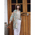 Varas&uuml;gisene keskmise pikkusega puuvillase ja linase segu &uuml;likond Naiste moekas lahtine s&auml;rk Pluusid ja s&auml;rgid M