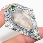 Crazy Lace Agate, Diopside 925 Sterling Silver Jewelry Pendant 2.88 c1r08