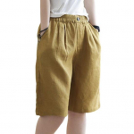 Naiste l&uuml;hikesed p&uuml;ksid, laia s&auml;&auml;rega elastne v&ouml;&ouml;koht vabaaja p&uuml;ksid, &uuml;hev&auml;rvilised avarad p&otilde;lvepikkused sportlikud taskutega l&uuml;hikesed p&uuml;ksid M valge