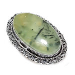 Natural Moss Prehnite Gemstone 925 Sterling Silver Jewelry Ring Size 9 k3k99