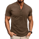 Meeste l&uuml;hikeste varrukatega Henley s&auml;rgid Suvine n&ouml;&ouml;biga T-s&auml;rgid Casual Basic Tee Soild T-s&auml;rgid Pehmed Mugavad topid Klassikaline sportlik Fit T-s&auml;rk meestele XXL khaki