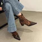 Kingad naistele Tagumise lukuga Naiste saapad Mood Leopardimustriga Kontor ja Karj&auml;&auml;r Seksikad Terava ninaga Pahkluusaapad Saapad 37