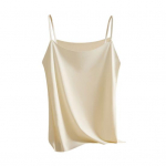 Naiste Kunstsiidist Camisole Top J&auml;&auml;siidist Satiinist Maika Spagetirihmadega Varrukateta Cami Top &Uuml;mara kaelusega Siidine Suvine P&otilde;hipluus M valge