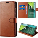 Coque pour Xiaomi Redmi Note 13 Pro 5G - Marron - Etui Antichoc Cuir PU - Porte-cartes - Support Vid&eacute;o