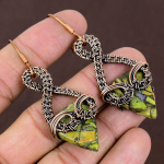 Copper Green Turquoise Handmade Copper Wire Wrap Earring 2.72 t9o14