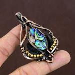 Abalone Shell Handmade Copper Wire Wrap Pendant 2.87 m0z55