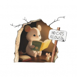 3D-hiire isekleepuv tugeva auguga seinakleebis Kleepuvus Veekindel eemaldatav hiire lugemisraamat L&otilde;bus kunstisein