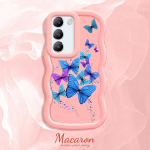 V&auml;rvitud muster Big Wave Edge pehme silikoon materjal Macaron telefoni &uuml;mbris p&otilde;rutuskindel kaitsev kummist korpus OnePlus Vivo Motorola Moto jaoks Motorola Moto G22 roosa