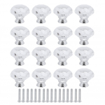 16 tk Kristallklaasist Kapi Nupp Teemandi Kuju 40mm Sahtli Kapi K&auml;epide T&otilde;mbek&auml;epide valge