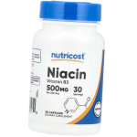 Vitamiin B3, Nikotiinhape, Niacin 500, Nutricost (36647073) 30caps
