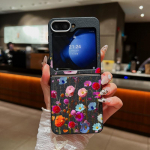 Luksuslik nahast telefonikott Samsung Galaxy Z Flip 6 5 4 3 5G jaoks, retro lilledega pehme TPU kokkuklapitav &uuml;mbris Samsung Z Flip5 Flip3 jaoks For Samsung Galaxy Z Flip 5