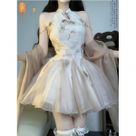 Uus Hiina stiilis tr&uuml;kimustriga p&uuml;stkrae cheongsam naiste suveks koos t&auml;iskomplekti p&auml;ikesekaitse s&auml;rkide, jakkide ja rahvusliku stiiliga S- (can be worn within 45kg)