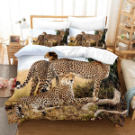Loomad Leopard Voodipesukomplektid Tekk Voodikate Tekk Tekikott Padjap&uuml;&uuml;r 2-3 Osaline Komplekt Lapsed T&auml;iskasvanud Magamistoa Kaunistus AU Single 140x210cm