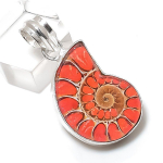 Ammonite Fossil Gemstone Handmade 925 Sterling Silver Jewelry Pendant 1.50 z4u05