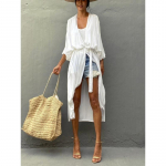 Naiste puuvillane p&auml;ikesekaitsekreem Kardigan Bikiinid Cover Up ujumistrikoo v&auml;limine p&auml;ikeseriietus rannapuhkuse kleidid one size