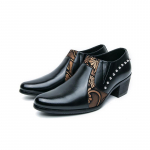 Moodne must nahast &auml;rikleit K&otilde;rged kontsad Meeste kingad Terav nina Slip-on Neetidega Elegantne peo pulmakleit Paks tald Suur suurus 38