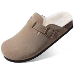 Moodsad Naiste Karusnahaga Vooderdatud Suede Klounid Daamide T&uuml;drukute Talvised Kohevad Korgist Taldadega Mulesid Slip-On Kartulikingad Uued Mugavad Soojad Tuhvlid 43 gray