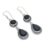Natural Black Spinel Gemstone Handmade 925 Sterling Silver Earring 2.17 r7y03
