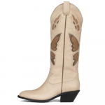 Mood 2025 T&auml;iesti uued Suur suurus 43 Punased Liblikaga Cowboy Saapad Naistele Must Vintage Slip-On Cowgirl P&otilde;lvepikkusega Saapad Kingad 35 aprikoosi
