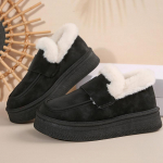 Naiste 2024 libisemiskindlad soojad pl&uuml;&uuml;sist pahkluusaapad, kunstseemisnahast platvormiga lumesaapad, vabaaja paksutallalised puuvillase voodriga kingad naistele 36