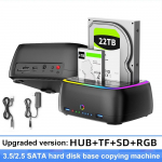 7-&uuml;hes kahe pesaga k&otilde;vaketjaam USB 3.0 5 Gbps Type-C HDD dokkimisjaam 2,5/3,5-tollistele HDD/SSD-dele Offline kloonimiskarp TF/SD-kaart EU with HUB