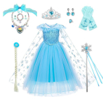 V&auml;ikelaste T&uuml;drukute Sinine Lumekuninganna Elsa S&uuml;nnip&auml;evapeo Cosplay Halloween Lihav&otilde;ttep&uuml;ha Kleit T&uuml;drukute Lavaline Esitus P&uuml;hadekleit 6-7Years-Tag140 white