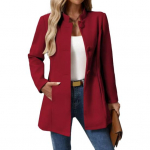 Naiste villasegu hernesmantel &uuml;he n&ouml;&ouml;biga l&uuml;hike kraavimantel p&uuml;stkrae bleiserjakk s&uuml;gis-talv pidulik &uuml;leriie S must