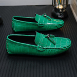 Meeste mokassiinid Penny Loafer S&otilde;idujalatsid Mugavad Nahast Korterid Vabaaja Slip-onid Suurused Roosa Hernes Kingad Meestele EU: 38 roheline