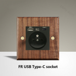 Must p&auml;hklipuu puidust l&uuml;liti, Kodu retro messingist paneel, FR UK universaalne topelt USB seinakontakt, Vanaaegne l&uuml;liti